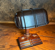 Antique 1930s Bankers Bakelite Desk Lamp w Pen Holder Base / Student Light picture