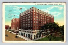 Jackson MI-Michigan, Consumer Power Building, Antique Vintage c1937 Postcard picture