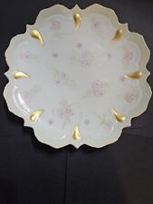 Vtg Pink Roses Plate Hand Painted W Gold Accent Hanging Signed Edna Moore 1959 picture