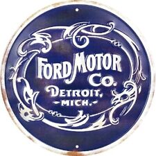 12 in. FORD Motor Company Detroit Michigan Retro Round Tin Metal Sign picture