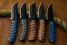 Lot Of 5 1095 Carbon Steel Hunting Knives With Leather Sheath 32 picture