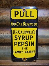 VINTAGE DR CALDWELLS PORCELAIN SIGN SYRUP PEPSIN LAXATIVE REMEDY PHARMACY CURE picture