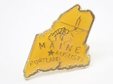 Maine Augusta Portland Lighthouse Lobster Gold Tone Vintage Lapel Pin picture