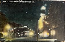Columbus Ohio High Street Electric Arches Night View Antique Postcard 1908 picture