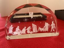Jeweled Cross Hand Crafted Etched Nativity Scene In Original Lined Box picture