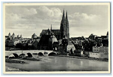c1930's Bridge View at Regensburg Bavarian Germany Posted Vintage Postcard picture