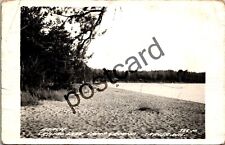 BEACH, CRYSTAL LAKE CAMP GROUND, Sayner WI,  RPPC postcard j275 picture