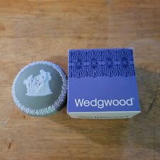 Wedgwood Teal Green fluted covered box Cupid Asleep New picture