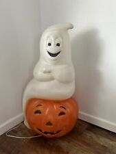 Vintage Empire Ghost Sitting On Pumpkin Jack O Lantern Halloween Blow Mold 35” picture