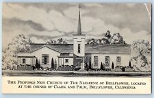 Bellflower California Postcard Proposed New Church Nazarene Corner Clark c1940 picture