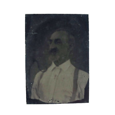 Old Man with Suspenders & Goatee Tintype c1870 Elderly Working Man Photo C3625 picture