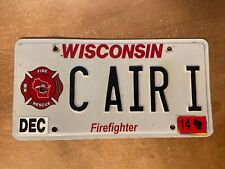 2014 Wisconsin License Plate Firefighter Fire Rescue Vanity # C AIR I picture