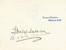 Sir Philip Snowden, 1st Viscount Snowden- Signed Treasury Chambers Card picture