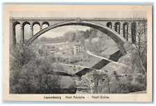 c1930's Adolphe Bridge Deck arch bridge in Luxembourg City Luxembourg Postcard picture