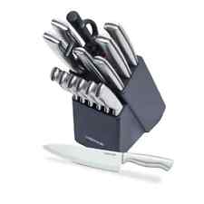 Farberware 15pc Stainless Steel Knife Block Set chef/bread/slicing/Santoku/steak picture
