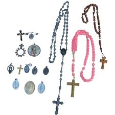 VINTAGE LOT ROSARY BEADS  CRUCIFIX  MEDAL RELIGIOUS CATHOLIC picture