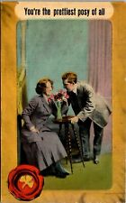 Postcard Romantic Lady with Man Holding her Hair Rough on Rats picture