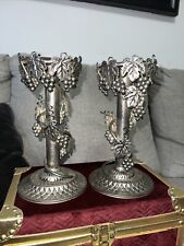 Vintage Studio Silversmiths Pair Silver Plated Grapevine Design Candle Holders picture