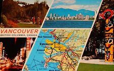 Vintage Postcard, VANCOUVER, BC, CANADA, 1973,Multi-View Of City, Map,Totem Pole picture