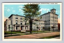 Toledo OH-Ohio, St John's College, Superior Street, Advertise, Vintage Postcard picture