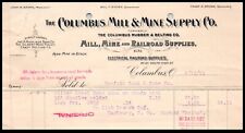 Columbus Mill & Mine Supply Co. Railroad Ohio Letterhead Receipt Invoice 1901 picture