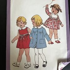 Vintage 1970s Simplicity 8377 Girls Collared Dress + Coat Sewing Pattern 2 CUT picture