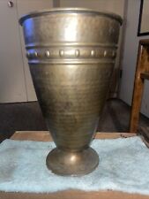 Solid brass antique vase from India.                 12 Inches Tall And 7.5 Wide picture
