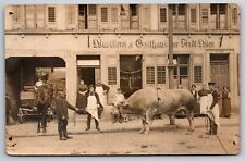 c 1920 RPPC Postcard Vienna Austria Butcher Beef Cattle Gasthaus Inn Vurstlerei picture