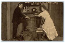 1913 Couple Romance Stove Living Room Hillsboro Virginia VA Antique Postcard picture