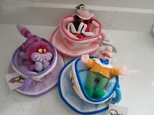 VTG NWT Disney Alice Queen of Hearts Mad Hatter Cheshire Cat Teacup Bean Bags picture