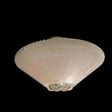 VINTAGE CEILING LIGHT LAMP SHADE GLOBE Single Hole Pink Scalloped Edge #200 picture