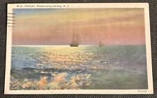 Wildwood-By-The-Sea, NJ Vintage Linen Postcard Twilight picture