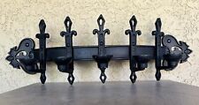 Vintage XL MIDWEST HOMCO  GOTHIC Black 5 Candle Wall Scone Cast Aluminum 27”X9” picture