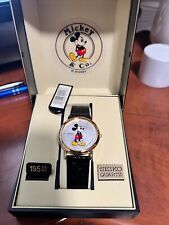 Vintage SEIKO Mickey Mouse Watch Sunburst Rare DAY DATE Gold Tone With Box picture