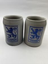 Lot Of 2 VTG Lowenbrau Munchen Beer Stein Mug 0.5L Germany Stoneware Blue Set picture