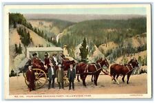 c1920's Four Horse Coaching Party Guests Yellowstone Park Wyoming WY Postcard picture