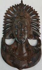 Vintage Balinese Female Hand Carved Solid Wood Deity Goddess Janger Wall Hanging picture