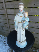 Gorgeous French antique chalk saint anthony child statue picture