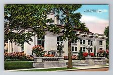 Wausau WI-Wisconsin, the Library, c1940 Antique Vintage Postcard picture