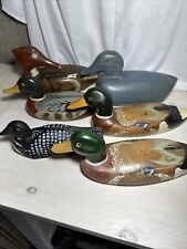 Lot Of 6 Hand Painted Wood Duck Decor Figures 10-13” Long picture