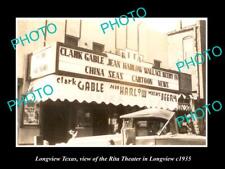 OLD 8x6 HISTORIC PHOTO OF LONGVIEW TEXAS VIEW OF THE RITA THEATRE c1935 picture