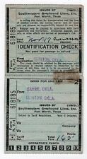 Greyhound Lines 1939 Identification Check / Ticket Sayre to Clinton Oklahoma picture