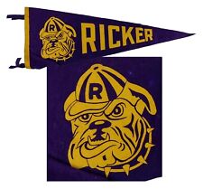 “RICKER” Bulldogs Defunct Maine College 1848-1978 ⭐ 1960s Rare Keezer Pennant 👀 picture