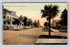 Jacksonville FL-Florida, Residential District, Church Street, Vintage Postcard picture
