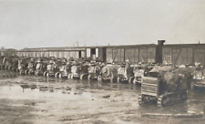 RARE WW1 US ARMY HOLT CAMO ARTILLERY TRACTORS - FRANCE PHOTO POSTCARD RPPC 1917 picture