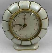 Vintage Rensie Art Deco Alarm Clock Made in Germany Flower Marble Standing Brass picture