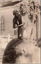 Vintage 1930s RPPC Real Photo Postcard Boy Scout Statue / Location Unknown picture