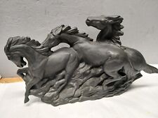 Vintage Horse Statue Wild Stallion Running Pottery Sculpture  Equestrian Decor picture