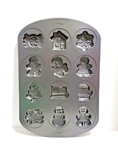 New Wilton 12-CAVITY COOKIE PAN ~ 12 Different Christmas Dark Non-Stick tS2 picture