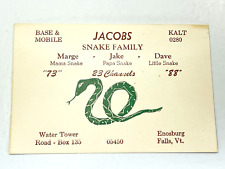 Vintage QSL Card Ham CB Amateur Radio Jacobs Snake Family Enosburg Falls VT picture